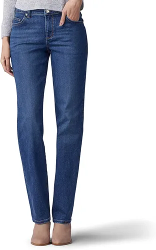 Vista 3 de Lee - Pantalones jeans para mujer petite, ajuste relajado, rectos azul auténtico