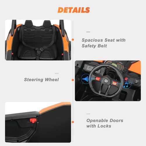 Vista 8 de JOYLDIAS Vehículo eléctrico todoterreno 4WD con batería de 12 V para niños, vehículo eléctrico 4x4 con 4 potentes motores, control remoto de 2.4 G