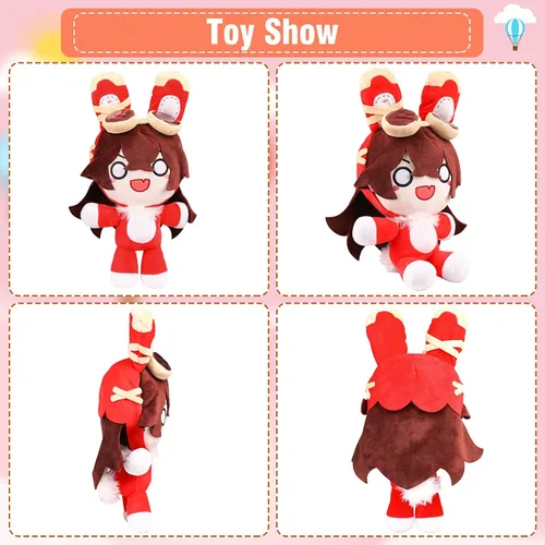 Vista 2 de UTIEHD Muñeco de peluche de anime de 16 pulgadas, disfraz de cosplay para fanáticos (rojo)