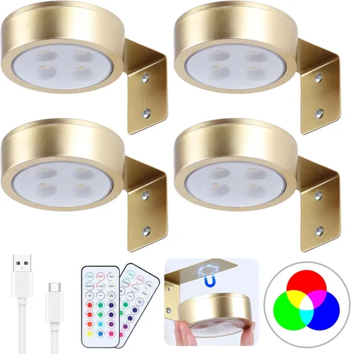Vista 16 de Paquete de 2 luces inalámbricas para cuadros de pared, luz para cuadros recargable que funciona con batería con control remoto, luz regulable