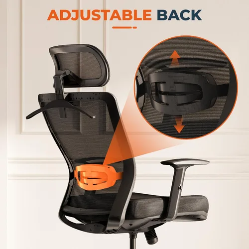 Vista 5 de ErgoChair Pro - Silla ergonómica de oficina con respaldo alto, con soporte lumbar, base resistente, reposacabezas, respaldo bloqueable, cómodo cojín