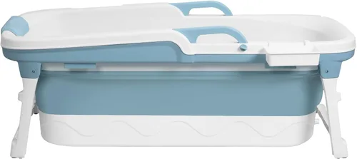 Vista 7 de Foldable Bathtub for Adults, Portable Soaking Tub with Headrest Blue