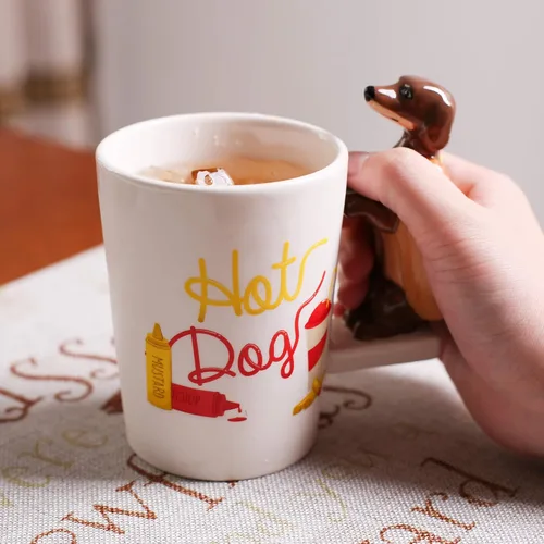 Vista 4 de Taza de cerámica para el hogar y la oficina, taza creativa de animales 3D de porcelana con asa para café, té, jugo, leche y agua, 13.5 onzas, taza