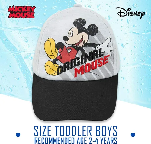 Vista 4 de Disney Gorra de béisbol de Mickey Mouse para niños, color rojo, gris, orejas dimensionales, cómics, elegante, edad 4-7, 2-4 años