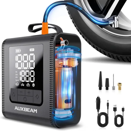 Vista 9 de AUXBEAM Inflador de neumáticos de la serie H4, compresor de aire portátil, 150PSI 2 en 1, inflador de neumáticos de automóvil, portátil, 4 modos