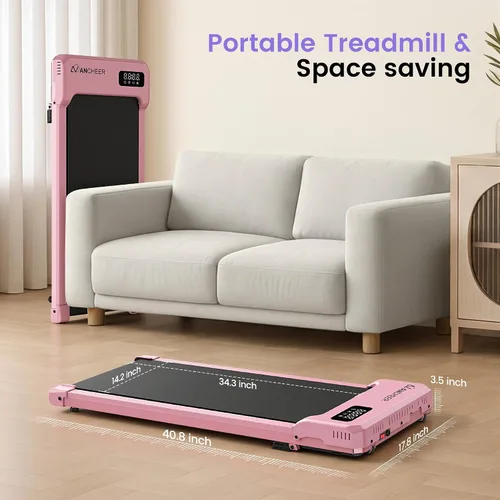 Vista 9 de Pink Walking Pad with Vibration Plate: Under Desk Treadmill with Incline