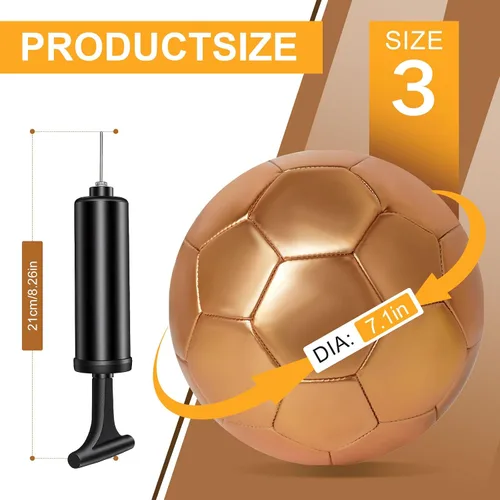 Vista 2 de Balón de fútbol dorado con purpurina con bomba y aguja, kit de pelota de fútbol para regreso a la escuela, regalos de cumpleaños, pelota
