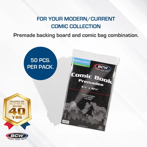 Vista 2 de BCW Current - Bolsas y tableros de cómics resellables prefabricados, fundas modernas para cómics (paquete de 50)