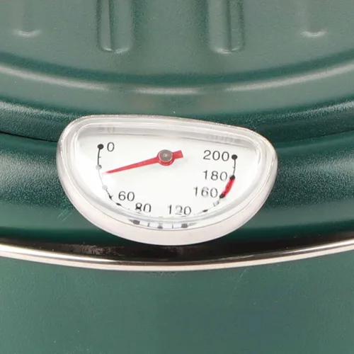 Vista 7 de Olla para freír, freidora verde profundo con termómetro, sartén de acero inoxidable para uso doméstico en la cocina.