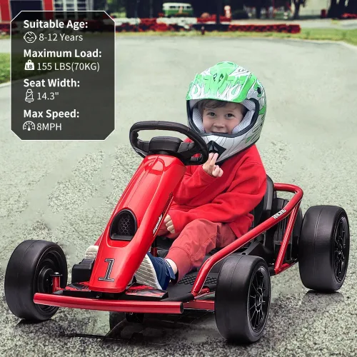 Vista 28 de Go Kart alimentado por batería de 24 V para niños de 8 a 15 años Azul