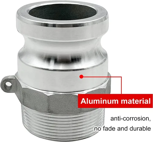 Vista 2 de SAFBY 2 piezas de conectores de manguera de aluminio tipo F global con ranura de leva, enchufe x NPT macho con 2 piezas de juntas de acoplamiento
