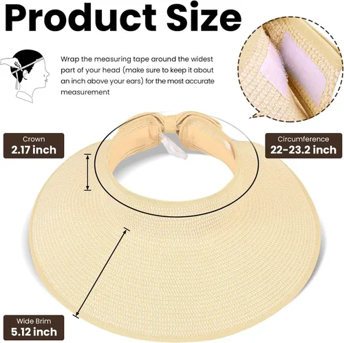 Vista 29 de Simplicity - Sombrero con protección solar UV UPF 50 para mujer, convertible en visera para playa