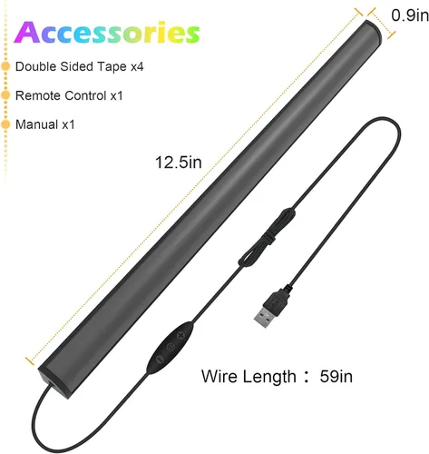 Vista 6 de WILLED Barra de luz RGB para debajo del monitor, luces de juego para configuración de juegos, escritorio RGB LED con control remoto, barra de luz