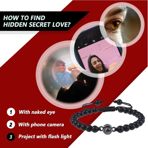 Vista 5 de ChiCoko Pulsera personalizada de proyección de fotos, pulsera personalizable con imagen en el interior para mujeres, hombres, familia, parejas