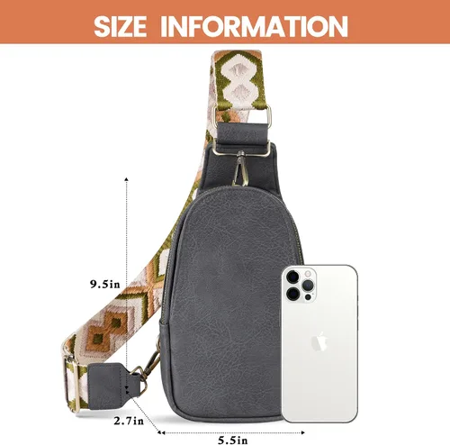Vista 5 de KFXFENQ Bolso bandolera para mujer de piel sintética pequeño bolso bandolera multiusos para ciclismo para mujer Gris oscuro Casual