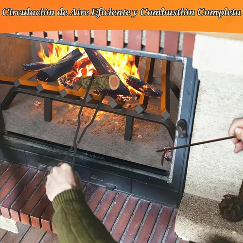 Vista 7 de Jusgym Rejilla de Chimenea de 30 Pulgadas con 8 Patas de Soporte, Soporte de Troncos de Chimenea de Acero Sólido y Resistente con Pinzas
