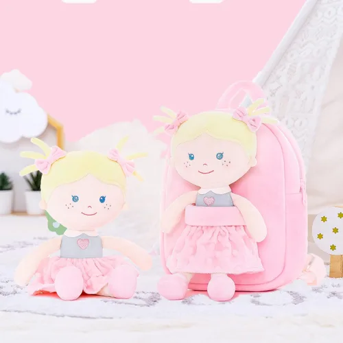 Vista 59 de Onetoo Mochila para niños pequeños, regalos de regreso a clases, mochilas para niñas y niños con muñecas de bebé ligeras y suaves en vestido