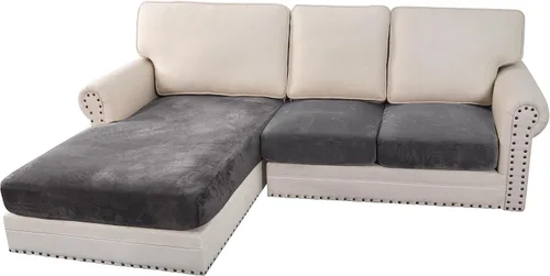 Vista 212 de H.VERSAILTEX Funda de cojín elástica de terciopelo para sofá, funda de cojín de felpa para cojines de silla, protector de muebles, cojín de asiento