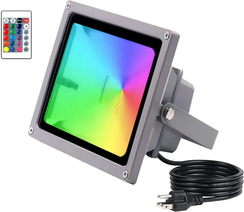 Vista 7 de Foco LED RGB de 10 W que cambia de color con control remoto, enchufe de cable de 5 pies, 4 modos de flash, regulable, IP 66 a prueba de agua
