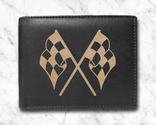 Vista 2 de Cartera de lujo para hombres con bloqueo RFID de piel de vaca grabada con láser Slimfold de gran capacidad para tarjetas de crédito delgadas negras
