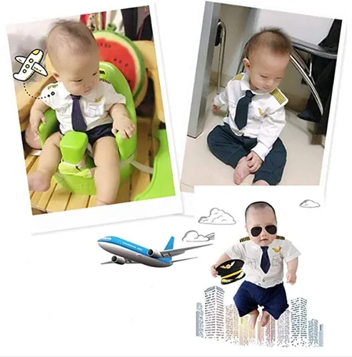 Vista 3 de Disfraz de piloto de bebé para niños y niñas, uniforme de Halloween, disfraz de cosplay
