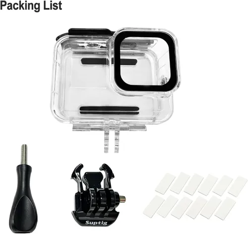 Vista 9 de Suptig Carcasa protectora impermeable para GoPro Hero 12/Hero 11/Hero 10/Hero 9 Negro Impermeable 164F