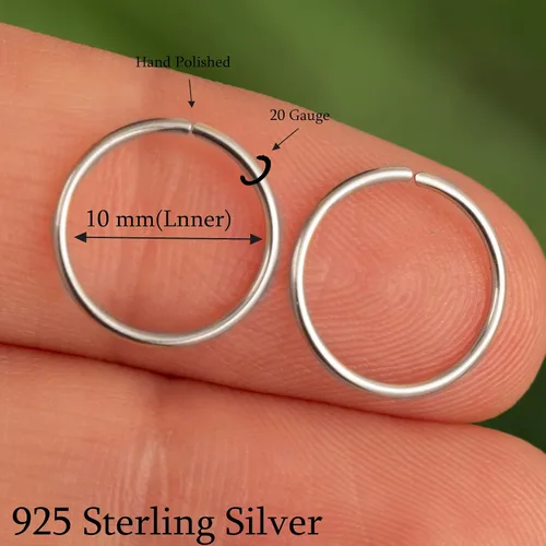 Vista 78 de Aretes de aro de oro de plata – Aretes de aro para mujer, dos piezas de aros de plata fina rellenos de oro, aro de hélice, anillo de tragus, aro