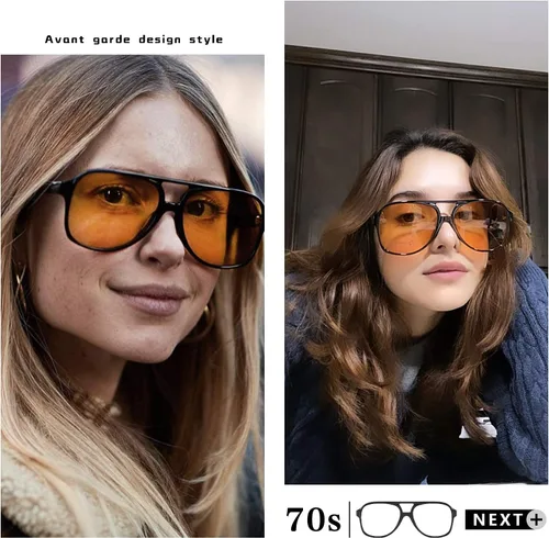 Vista 6 de SORVINO Gafas de sol vintage de los años 70 para mujeres y hombres, diseño retro clásico aviador grande con protección UV