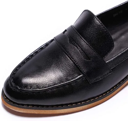 Vista 3 de Mona Flying Mocasines de cuero para mujer, estilo informal, planos, para mujeres y jóvenes