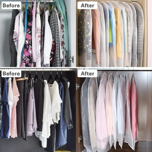 Vista 6 de Bolsas para ropa, juego de 5 bolsas ligeras de 33 pulgadas con cremallera completa de acero inoxidable, bolsas para ropa
