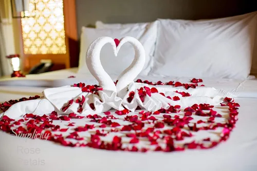 Vista 4 de Pétalos artificiales Simplicity, 1000 pétalos de rosas separados, no tejidos, decoración de bodas, fiestas A-rojo/rojo oscuro