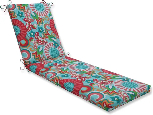 Vista 10 de Pillow Perfect Cojín para tumbona con respaldo sólido para interiores y exteriores, con lazos de fibra de felpa, resistente a la intemperie y a