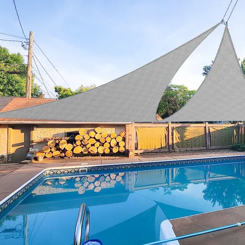 Vista 14 de E&K Sunrise 2 x 2 x 2 pies Toldo de sol triangular, toldo de sombra con bloqueo de rayos UV para patio, jardín y exterior (marrón)