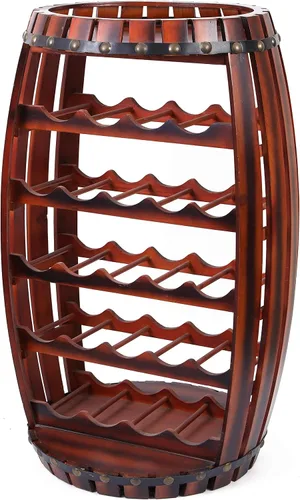 Vista 5 de Vintiquewise Botellero de madera con forma de barril rústico para 23 botellas