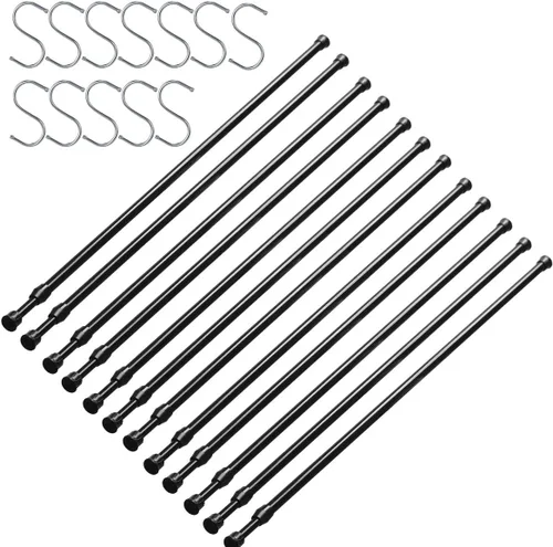 Vista 8 de Paquete de 6 varillas de cortina para ventanas de 28 a 48 pulgadas, varilla de tensión de resorte ajustable de metal sin necesidad de perforación