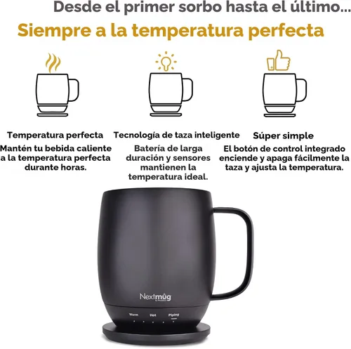 Vista 2 de Nextmug - Taza de café autocalentable con control de temperatura (negro, 14 onzas)