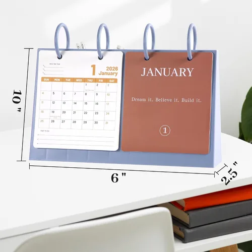 Vista 7 de Calendario de Escritorio Pequeño 2026 de Enero a Diciembre, Calendario Mensual Decorativo de Voltear para Escritorio con Citas Motivacionales, Linda