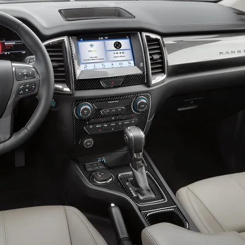 Vista 7 de Cubierta de Panel de Control Central de Fibra de Carbono para Tablero de Coche para Ford Ranger 2019 2020 2021 2022 2023 XLT Lariat XL Accesorios