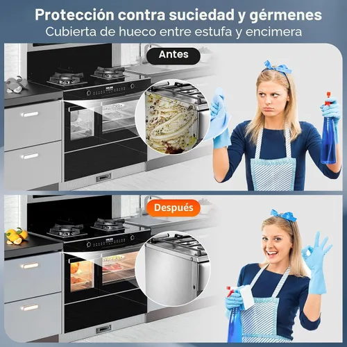 Vista 7 de 2 cubiertas para huecos para encimera de estufa de cocina, protector de huecos de acero inoxidable, kit de molduras para estufa, protectores