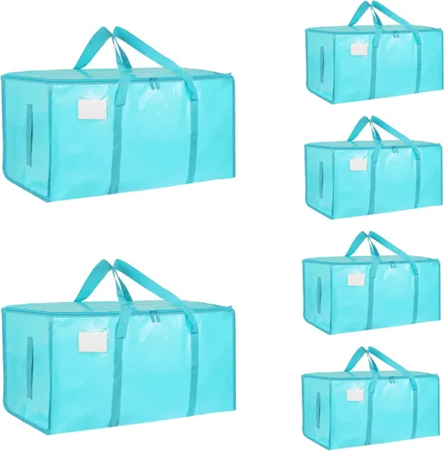 Vista 19 de Paquete de 4 bolsas de mudanza extra grandes y resistentes, bolsas de almacenamiento impermeables con asas y cremalleras, plegables para dormitorio