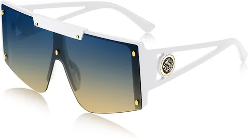 Vista 8 de FEISEDY Gafas de sol para mujer, de gran tamaño, cuadradas, con parte superior plana, para hombre, B4060