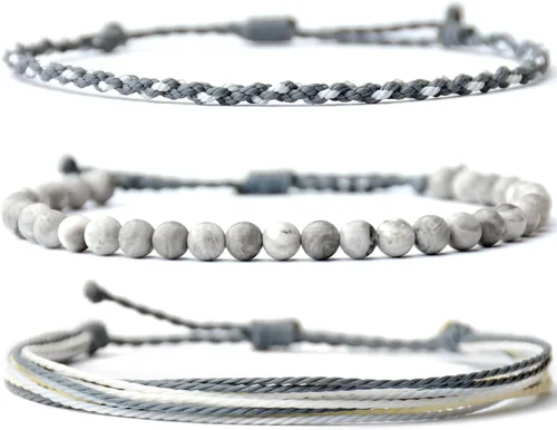 Vista 13 de Pulsera curativa hecha a mano con cuentas de piedra natural, regalo para hombres, pulsera de cuerda ajustable