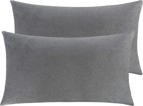 Vista 15 de NTBAY Fundas de almohada de terciopelo con cremallera, paquete de 2 fundas de almohada de viaje de franela de lujo, 13 x 18 pulgadas, color negro