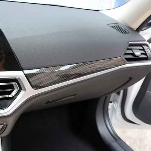 Vista 4 de ABS consola central del coche tablero decoración panel ajuste para BMW G20 G28 325li 3 serie 2019 2020 (fibra de carbono)