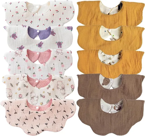 Vista 17 de Baberos de muselina para bebés, baberos para babero de dentición para bebé niña o niño de muselina de algodón