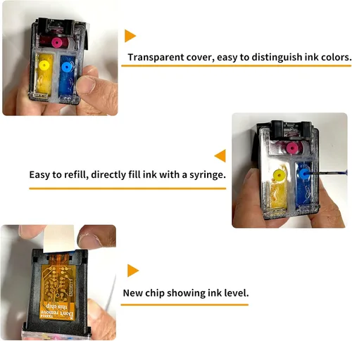 Vista 4 de Cartuchos de tinta Ciss 65XL y botellas de repuesto de tinta compatibles con HP Deskjet 3700 3758 3720 3730 3732 2600 2625 2628 2635 2655 2680 3772