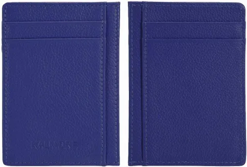 Vista 6 de Tarjetero para tarjetas de crédito, de cuero, delgada, minimalista, con bloqueo de RFID, talla única , Azul