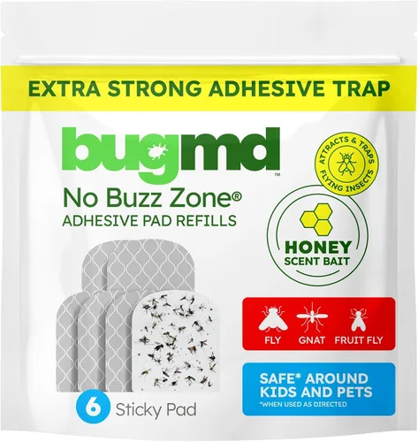 Vista 8 de BugMD - Trampa para moscas de frutas sin zumbido para interiores con luz UV Colector de mosquitos y matamosquitos para casa, cebo con aroma a miel