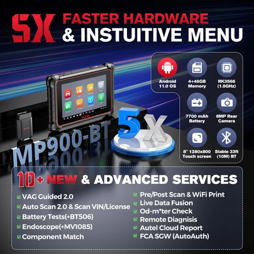 Vista 9 de Autel Maxisys MS906BT autopartes, herramienta escáner y diagnóstico de OBD2, con chequeo del sistema de monitoreo de presión de las ruedas [TPMS]