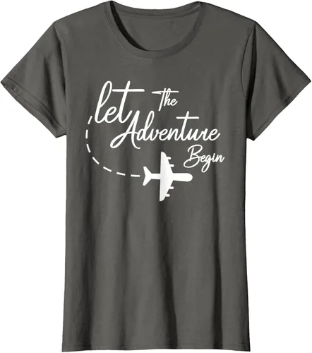 Vista 60 de Let The Adventure Begin - Camiseta inspiradora en modo de viaje en avión, Negro, S